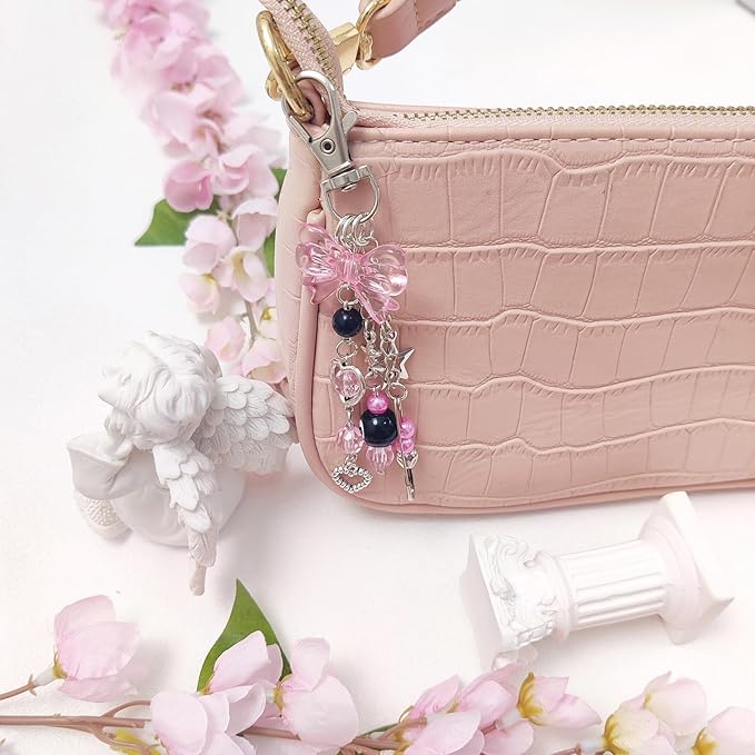 Y2K Aesthetic Keychains for Women Cute Flowers Star Cake Jellyfish Keychins Charms Kawaii Bag Purse Decor