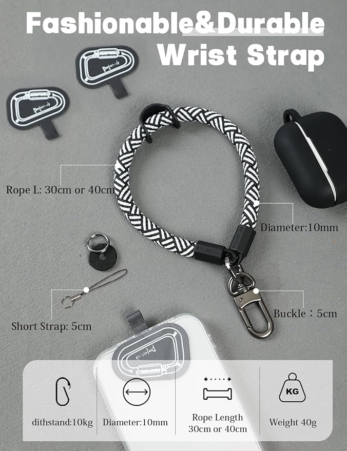 project-cb Hand Wrist Phone Strap,Phone Lanyard Patch ×2,Cell Phone Case Holder,Wristlet Strap for Key,AirPods,Camera (Slate Blue, 15.7inch)