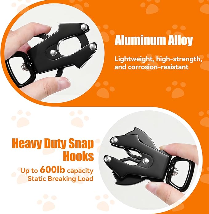 2 Pcs Frog Clip Dog Leash Buckle for Linking Pet Collar Supplies 360 Degree Swivel Heavy-Duty Quick Release Clasp Keychain Tactical (Large (Square))
