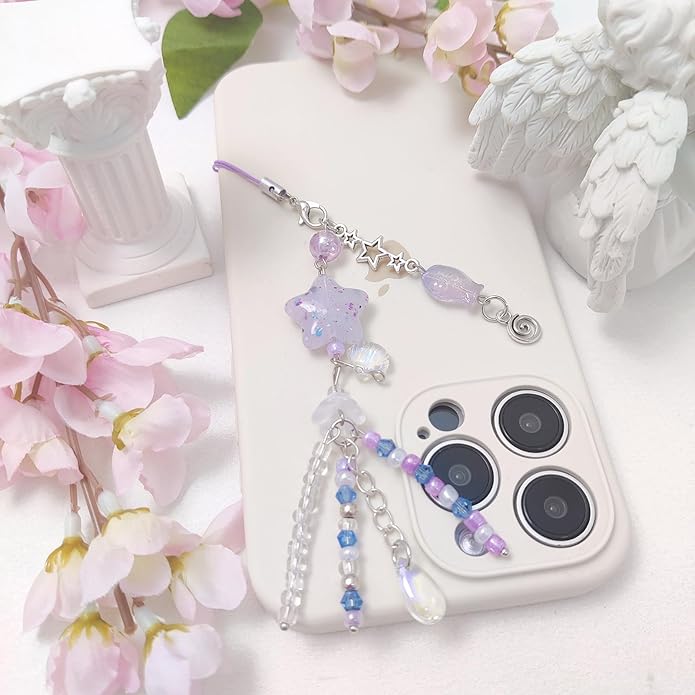 1-4PCS Cute Phone Charms Aesthetic Y2K Cell Phone Charms Strap Pink Strawberry Butterfly Star PhoneCharm Y2K Accessories for Bag Keychain Airpods Camera Pendants Decor