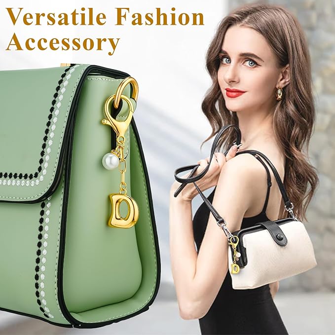 VICKHU Gold Plated Bubble Initial Letter Cute Keychain for Women Car Key Purse Decorative Keyring Handbag Charms Fashion