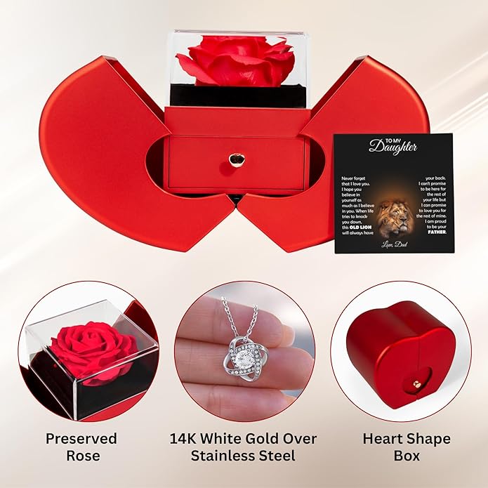 To My Beautiful Daughter Necklace from Mom & Dad | Cubic Zirconia Pendant with Heartfelt Message Card & Gift Box | Daughter Birthday, Graduation, Christmas Jewelry Gift from Parents