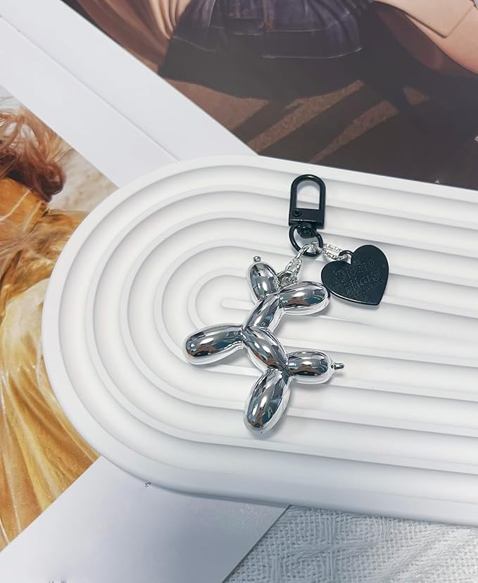 LAEKOU Jelly Balloon Dog Design Keychain for Women, Cute Girls Key Chain, Bag Charms Accessories for Car Purse Backpack