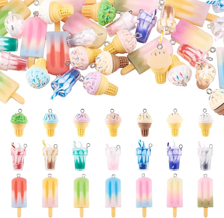 Craftdady Resin Plastic Miniature Food Snack Pendants Charms Ice Drink Juice Pendants Cute Bottle Fruit Keychain Charms Hang Ornament for DIY Craft Earring Bracelet Necklace Jewelry Making