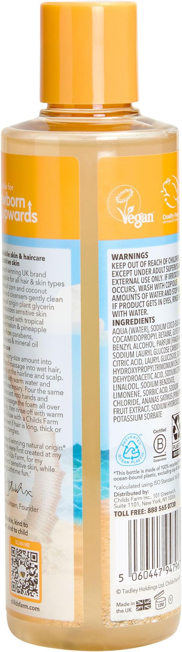 Childs Farm, Kids Hair & Body Wash for Dry, Sensitive Skin, Watermelon & Organic Pineapple, Gently Cleanses, Vegan, Cruelty-Free, 8.4 Fl Oz