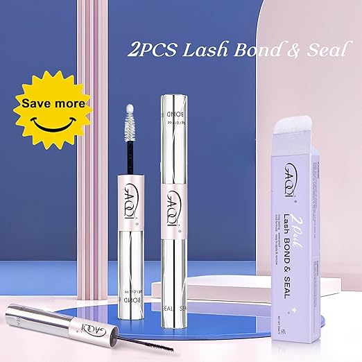GAQQI Bond and Seal Lash Glue, Lash Cluster Glue Waterproof Eyelash Adhesive for Eyelash Clusters, Long-Lasting 72H+, Latex Free (Pack of 2)