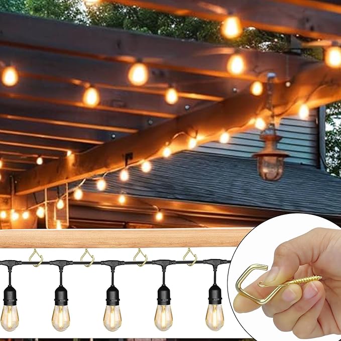 15 Pcs Gold Eye Hooks Screw Heavy Duty,Ceiling Hooks for Hanging Plants,String Lights,Cup,Wind Chime,Bird Feeders. Plant Hanger Indoor&Outdoor