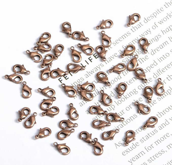 AD Beads 50 Pieces Lobster Claws Clasps Plus 100 Pieces 5mm Match Color Open Jump Rings Suitable for Necklace Bracelets Jewelry (6x10mm, Copper)