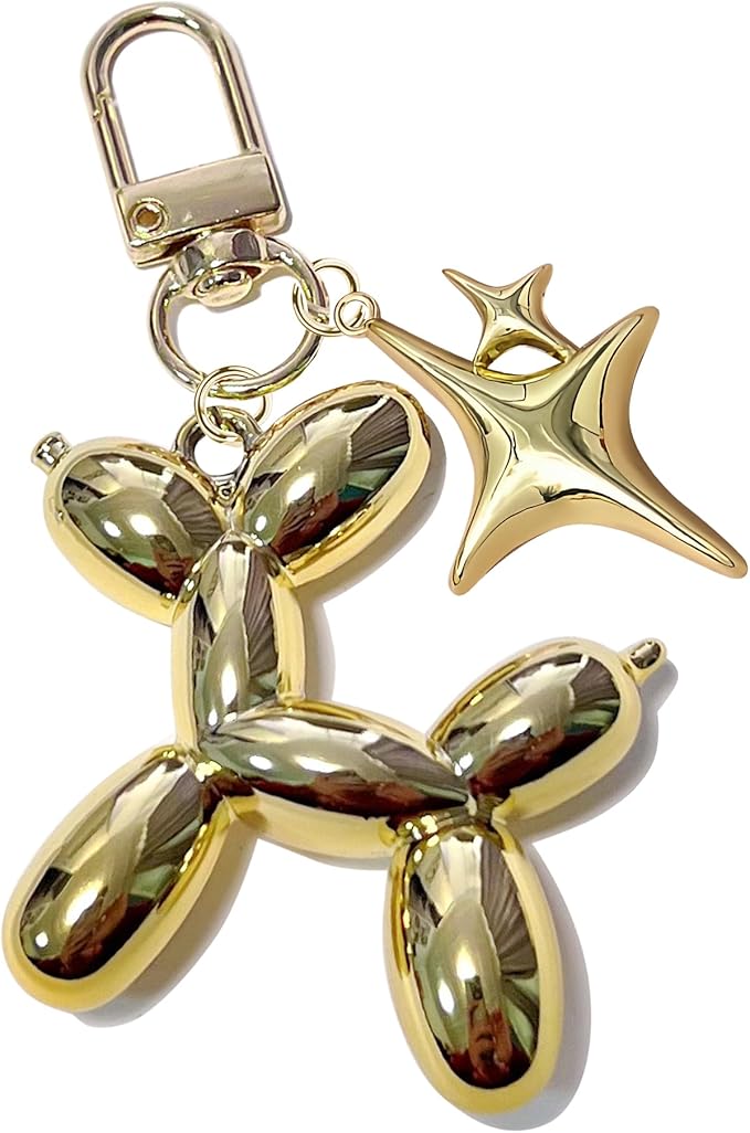 LAEKOU Cute Star Balloon Dog Keychain, Y2K Bag Charms Keychains Accessories for Women, Aesthetic Key Chain