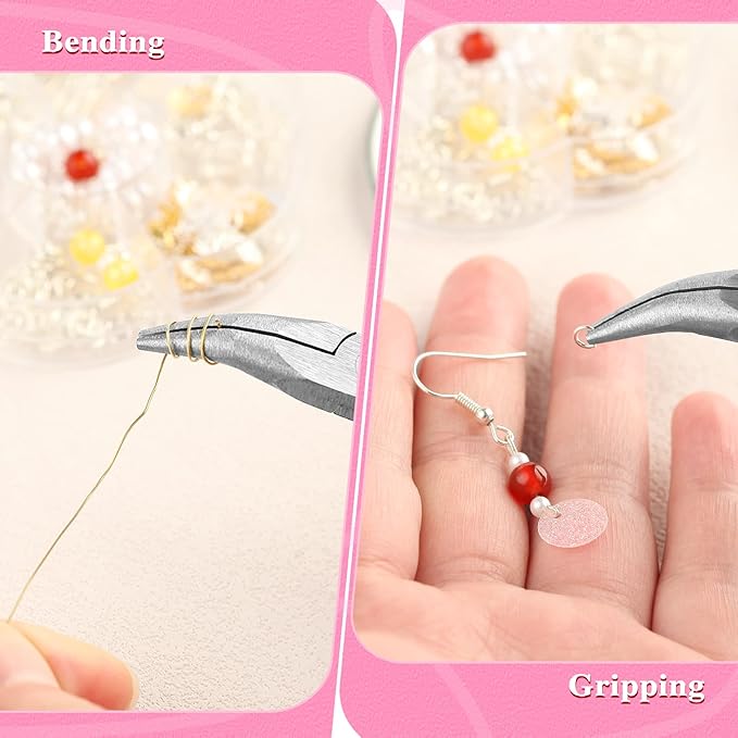 5-Inch Bent Chain Nose Pliers for Jewelry Making - Mini Bent Nose Pliers with Smooth Jaws, Ideal for Creating Bracelets, Earrings and Necklaces