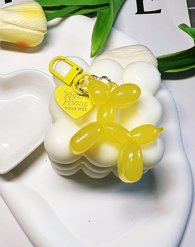 LAEKOU Jelly Balloon Dog Design Keychain for Women, Cute Girls Key Chain, Bag Charms Accessories for Car Purse Backpack