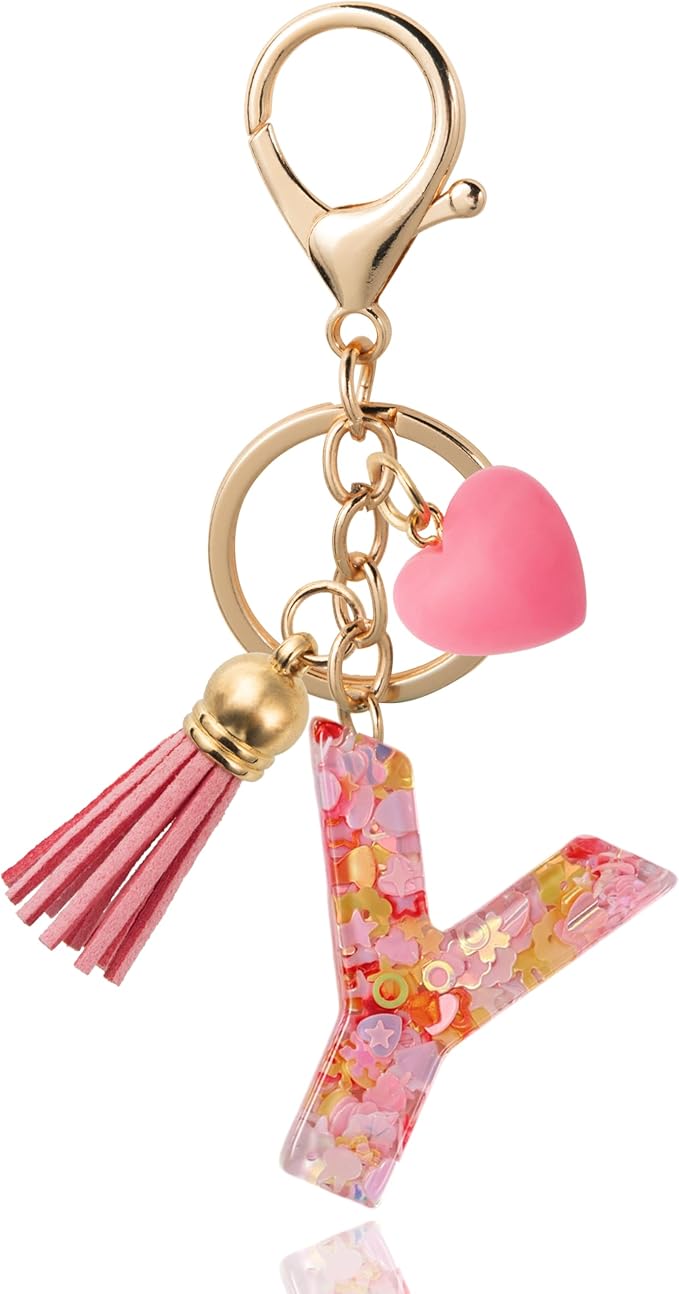 Alphabet Initial Letter Keychain Cute Heart Resin - Letter Keychain for Backpack Charms - Initial Keychains for Women