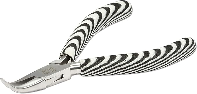 The Beadsmith Bent Chain Nose Pliers – Zebra Print Line – 5 inches (127 mm) – Comfortable Handle with Double Leaf Springs – Jewelry Making Tool for Creating Bracelets, Earrings and Necklaces