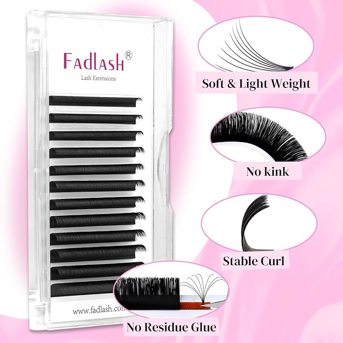 FADLASH Easy Fan Lash Extensions 0.03 Easy Fan Eyelash Extensions D Curl 13mm Volume Lashes Extension Self Fanning Lash (0.03-D, 13mm)