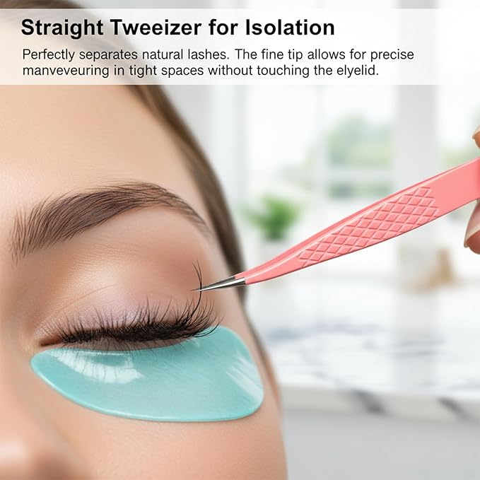 Wanmu 5 Pcs Lash Tweezers for Eyelash Extensions, Straight & Curved Precision Tweezers for Crafting, Classic Volume Mega Volume Lashes, Professional Eyelash Extension Artists Girls Women Beginners