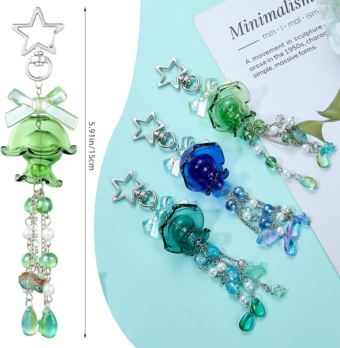 Cute Multicolor Jellyfish Keychains for Women Acrylic with Bow Purse Bag Charms for Backpacks Handbag Decorations