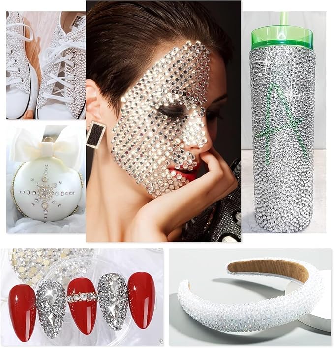 3mm 4mm 5mm Mix Bag Resin Rhinestones for Crafting Flatback Jelly Stones Bulk Diamonds Crystals Gems Charms for Nails Face Eyes Makeup Mugs Tumblers Bottles DIY Crafts Clothes Shoes