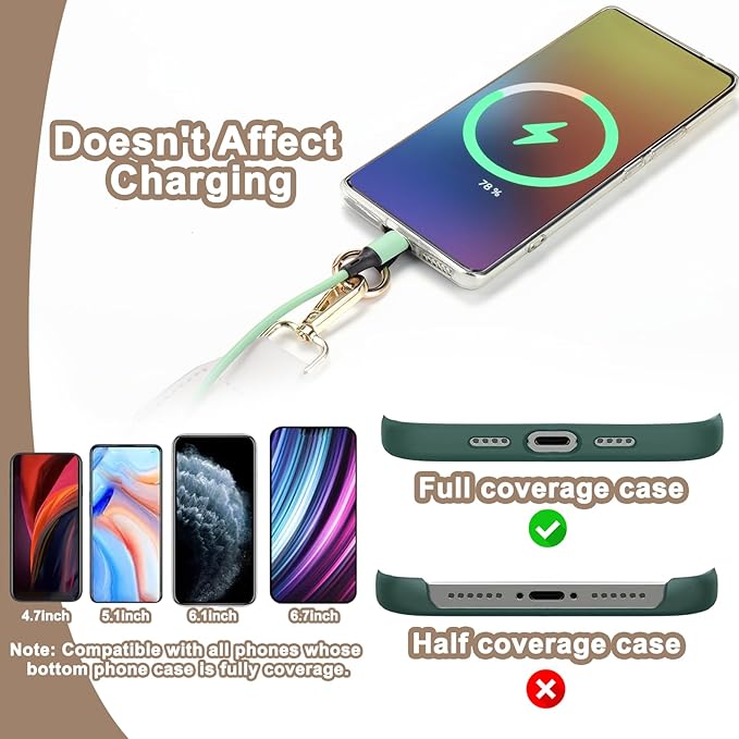 XANGNIER Clip and Go Strap for Phone with Wallet Crossbody, Phone Strap with Zippered Wallet, Adjustable Anti Theft Cellphone Lanyard for Women, Cellphone Chain Accessories,Multicolor 12