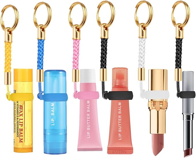 Lip Balm Holder Key Chains Cap For ChapStick,Lip Gloss Lipstick Holder KeyChain, Christmas Gifts Stocking Stuffers