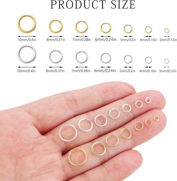 300 Pcs 10mm Open Jump Rings Silver, Gold and Rose Gold Plated Jump Rings for Jewelry Making Iron Made Single Ring Bulk for DIY Craft Earring Necklace Bracelet Pendant Choker Jewelry Making Findings