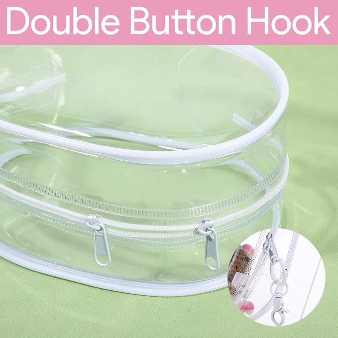 Clear Keychain Pouch, Clear Figure Display Bag with Keychain, Transparent Doll Storage Bag Blind Box Pouch Charms Lipsticks Carrying Case for Doll Collectibles (White)