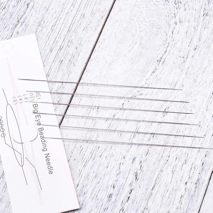 Craftdady 8Pcs Big Eye Beading Needles 4 Sizes Stainless Steel Collapsible Embroidery Sewing Needles for Jewelry Making