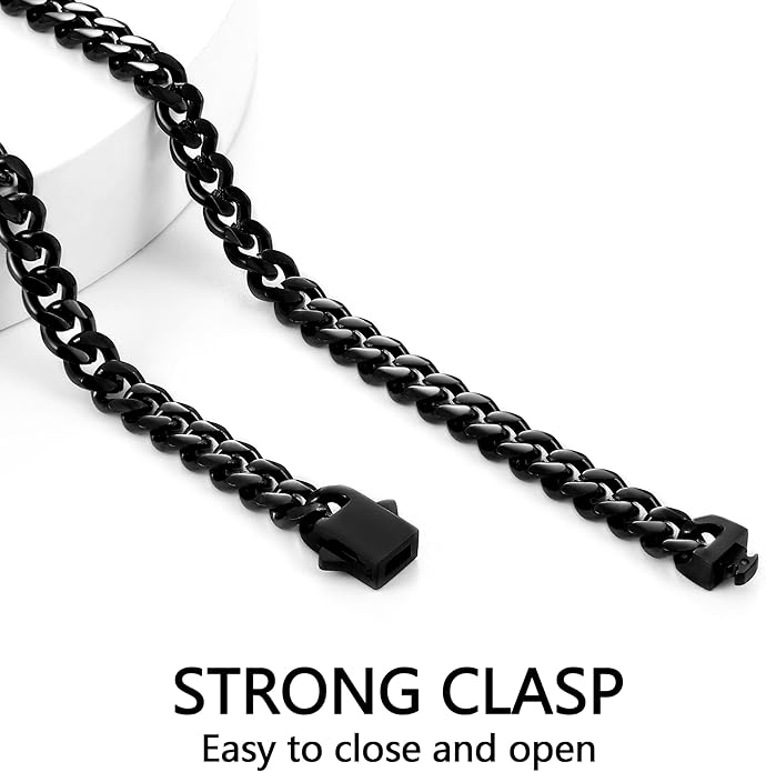 Fiusem 3.5mm Cuban Link Chains for Men, Silver Tone/Black/14K Gold Plated Stainless Steel Necklace Chain, Mens Necklace 16, 18, 20, 22, 24, 26, 28 Inch