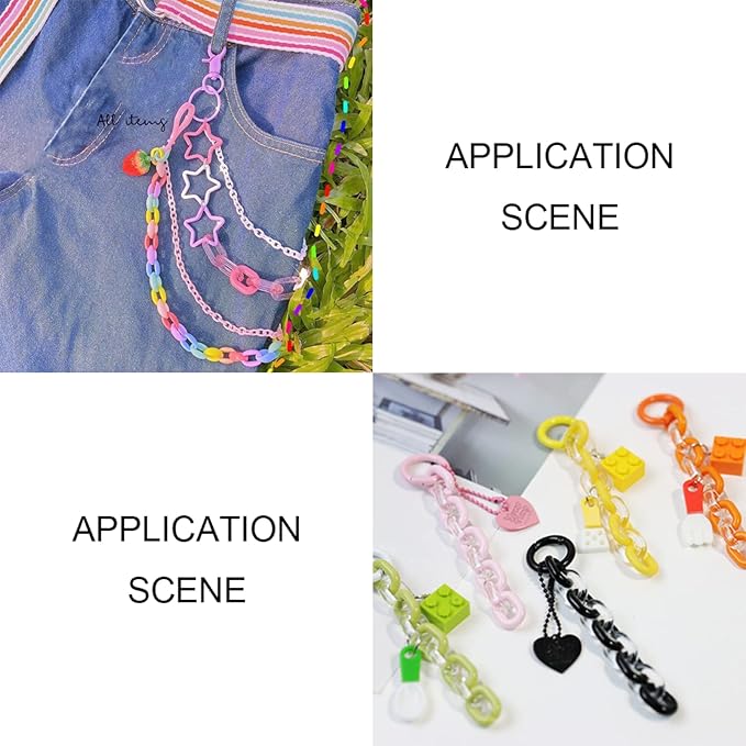 LiQunSweet 600Pcs 6 Colors Acrylic Linking Rings Quick Link Connectors Hook Chain Links Colored Link Connectors for Jewelry Making