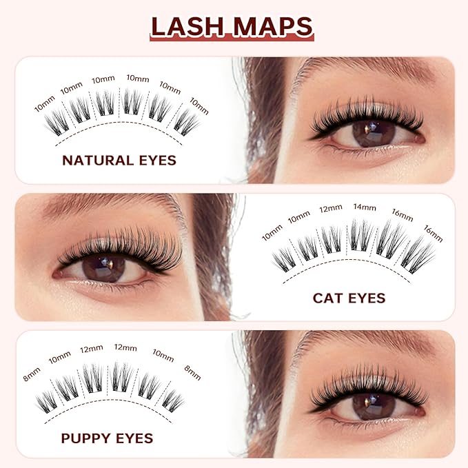 JOLIETIFY Lash Extension Kit, Wispy Faux Mink 8-16mm Cluster Lashes, Natural Soft & Fluffy, Waterproof Bond & Seal, Reusable Individual Lashes with Tweezers & Remover, Beginner Friendly
