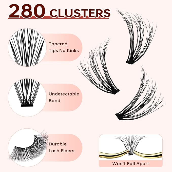 JOLIETIFY Lash Extension Kit DIY, Faux Mink 8-16mm 30D 40D Individual Lashes Kit with Waterproof Bond and Seal, Lash Tweezers for Self Use, Soft & Fluffy, Easy to Apply for Beginners