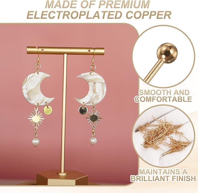 HARFINGTON 100pcs Ball Head Pins 1.97" 50mm Round Head Pins for Earring Pendant Necklace Bracelet Charm Jewelry Making Findings DIY Craft, Champagne Gold