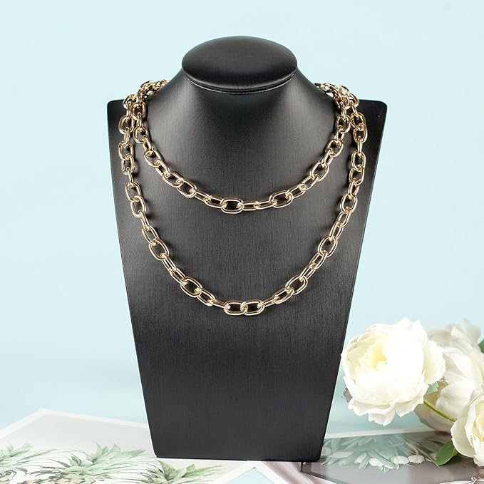 16.4 Feet Aluminum Jewelry Chain Roll, Gold Plated Oval Paperclip Chain Bulk, Hip Hop Rapper Necklace & Choker DIY Jewelry Making Supplies