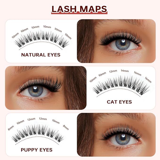 JOLIETIFY DIY Lash Extension Kit, Medium Dense Volume, Faux Mink 8-16mm Cluster Lashes, Soft & Fluffy, Waterproof Bond & Seal, Reusable Individual Lashes with Tweezers & Remover, Easy for Beginners