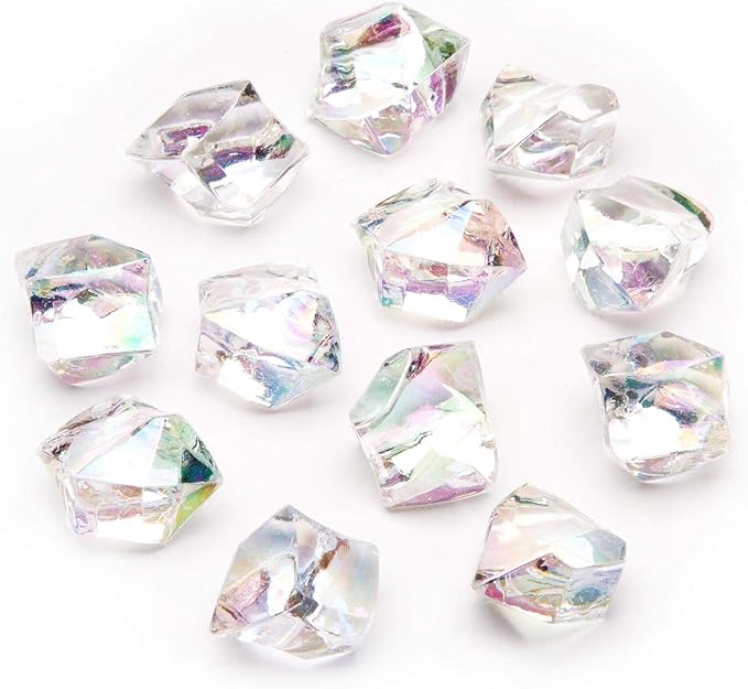 WGV Acrylic Ice Rock Crystals Treasure Gems for Table Scatters, Vase Fillers, Wedding, Banquet, Party, Event, Birthday Decor (Approx 150 pcs per Bag), 1 Box with 24 Bags, Rainbow