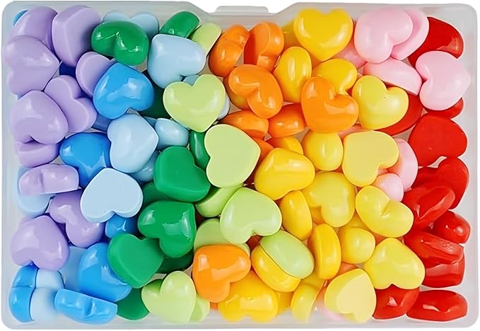 100Pcs Flatback Resin Heart Charms Bulk, Cute Kawaii Embellishments for DIY Crafts, Phone Cases, Scrapbooking & Jewelry Making – Mixed Colors (Heart)