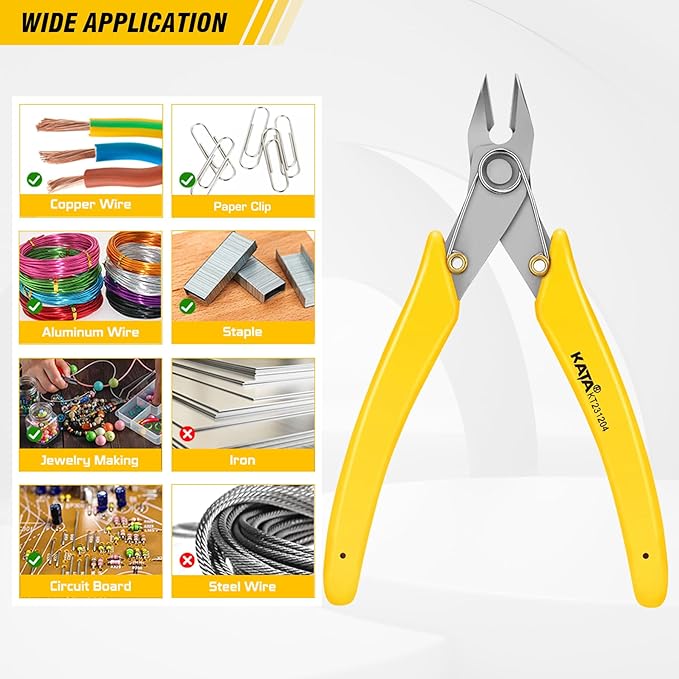KATA 2Pack Micro Wire Cutters For Electronics Flush cutters, 5.5 Inch Precision Micro Cutters for Cut Precision Electronics, Jewelry, Soft Copper Wire, Cables