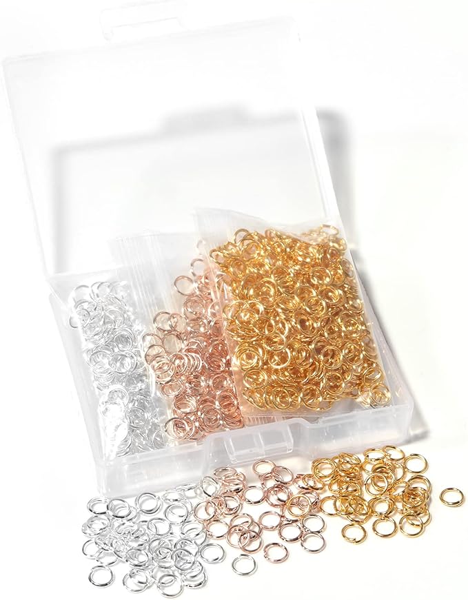 1000 Pcs 4mm Open Jump Rings Silver, Gold and Rose Gold Plated Jump Rings for Jewelry Making Iron Made Single Ring Bulk for DIY Craft Earring Necklace Bracelet Pendant Choker Jewelry Making Findings