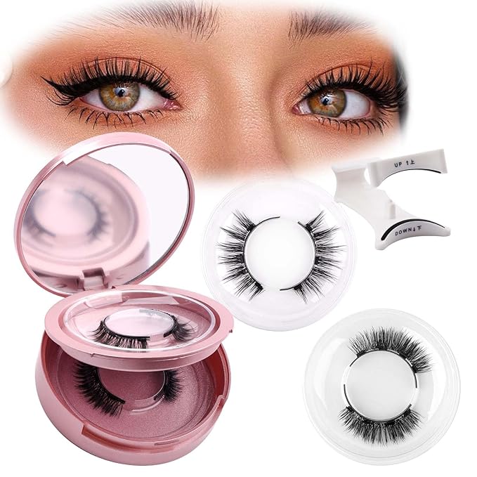 FADLASH Magnetic Eyelashes Natural Look Magnetic Lashes with Applicator Reusable Wispy Magnetic Eyelashes No Glue Needed False Eyelash 2 Pair