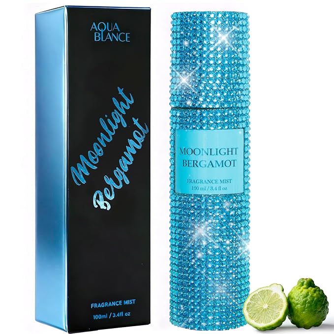 AQUA BLANCE Body Spray for Women, Moonlight Bergamot, Diamond-embellished Fragrance Mist, 3.4 fl oz