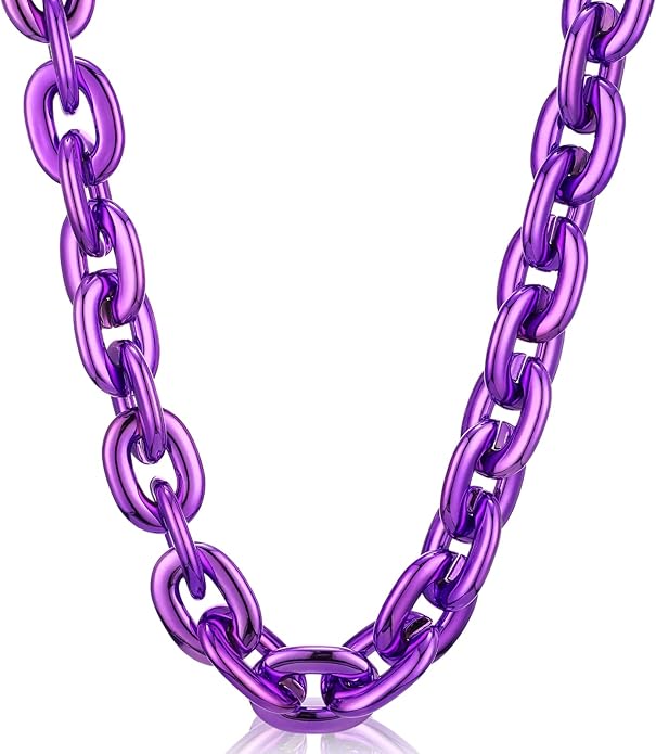 Remuuly Plastic Chain Necklace Chunky Big Fake Necklace Hip Hop Rapper Giant Turnover Chain Costume for Halloween