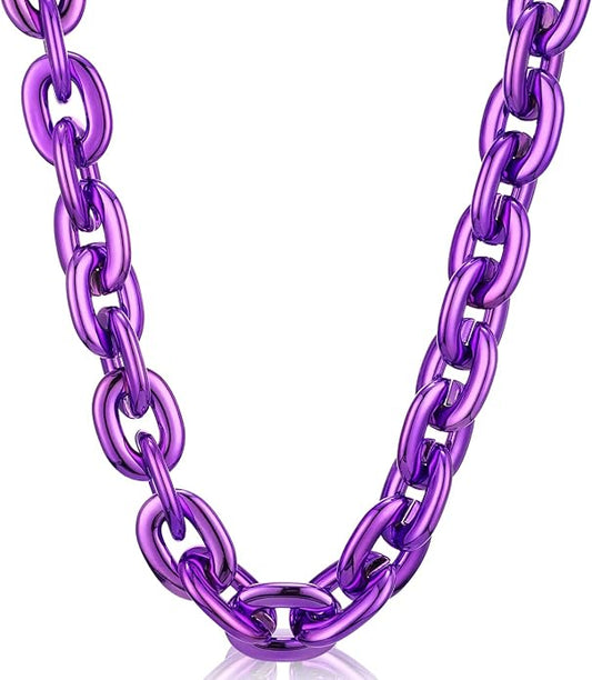 Remuuly Plastic Chain Necklace Chunky Big Fake Necklace Hip Hop Rapper Giant Turnover Chain Costume for Halloween