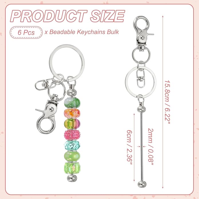 uxcell Beadable Keychain, Keychain Making Supplies, Blank Bead Metal Chain Bars for DIY Crafts Jewelry Making Gift
