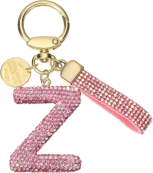 PATIKIL Initial Letter Keychain, Cute Sparkly Rhinestone Key Chain Alphabet Charm for Car Keys Handbags Purse