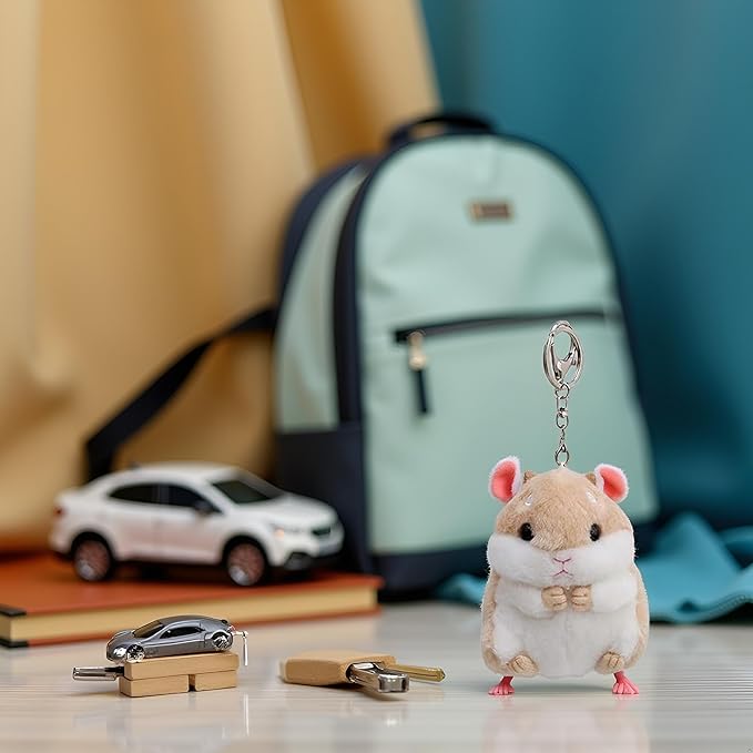 Khaki Cute Hamster Keychain Keychain Charms Wallet Backpack Handbag Charms Automobile Keychains Automotive Trim Women's Key Rings and Keychains Automobile,Accessories