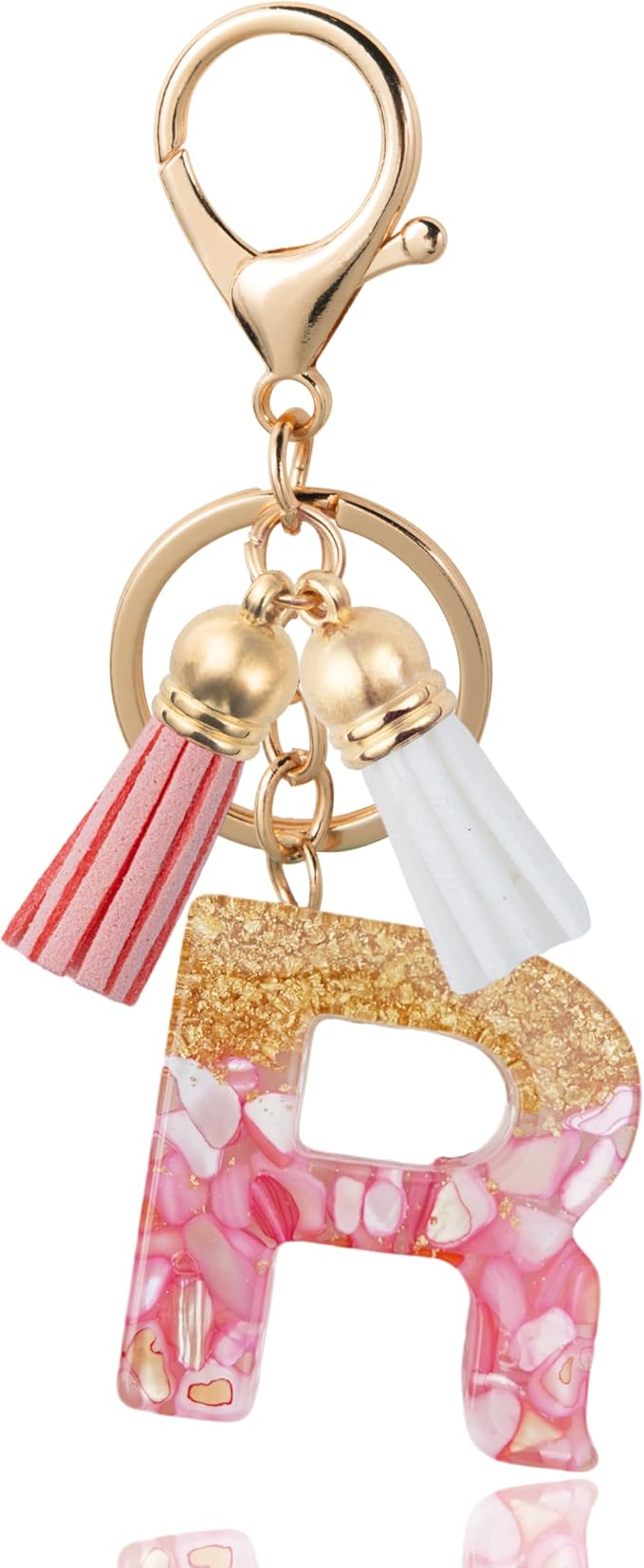 Initial Letter Keychain Cute Resin with 2 PU Tassel, Letter Keychain for Backpack Charms, Initial Keychains for Women