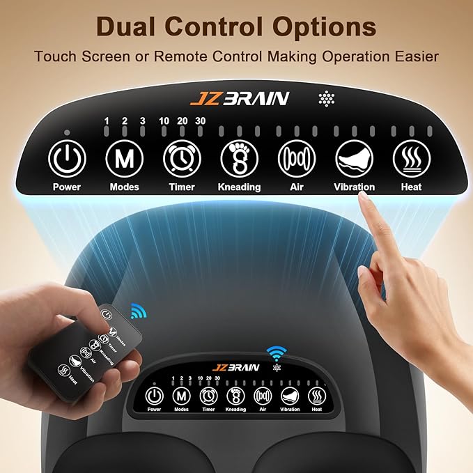 JZBRAIN Shiatsu Foot Massager Machine with Heat : Deep Kneading Foot Massager with Vibration & Compression for Plantar Fasciitis & Neuropathy - for Women & Men,Relax for Home Office Use