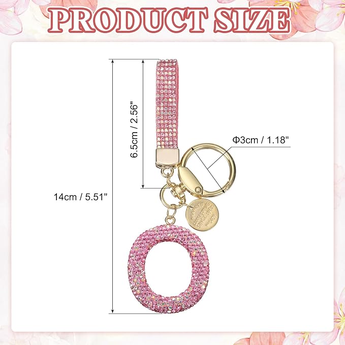 PATIKIL Initial Letter Keychain, Cute Sparkly Rhinestone Key Chain Alphabet Charm for Car Keys Handbags Purse