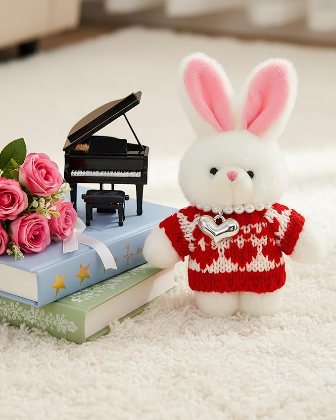 Christmas Bunny Plush Keychain for Backpack Cute Mini Rabbit Keychain Purse Charm Pendant Gift for Women