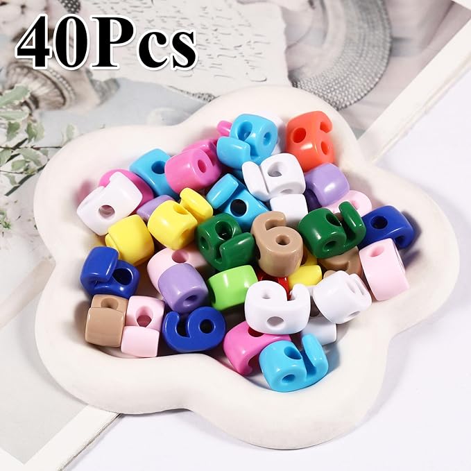 40 PCS Number Beads 3D Focal Bead Acrylic Loose for Jewelry Making Bracelet Necklaces Keychain Phone Bag Chain Key Chains (Mixed Color 9)
