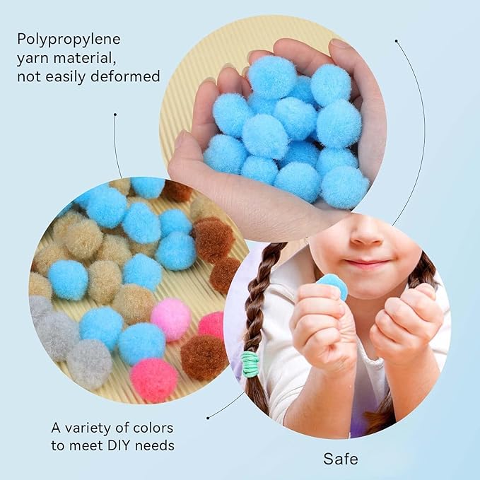 150 Pcs Pom Poms, 1 Inch Light Blue Craft Pom Poms, Mother's Day Fuzzy Pompom Puff Balls, Small Pom Pom Balls for DIY Arts, Crafts Projects, Home Decorations